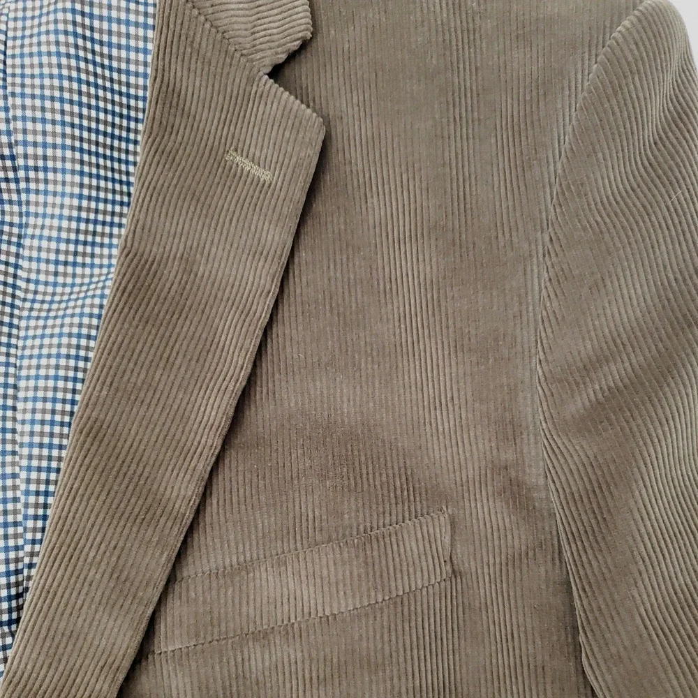 Saddlebred Mens 42 L Two Button Cotton Blazer Brown Corduroy Sport Coat Jacket
